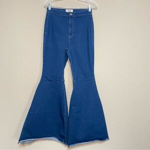 We the Free Womens 30 Blue Flared Jeans High Rise Festival Medium Wash‎ Denim